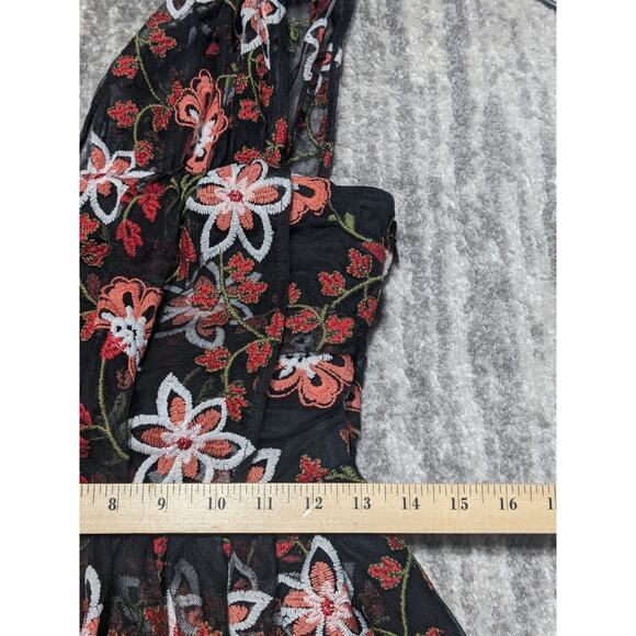 BCBGeneration One Shoulder Mini Dress Women Size 8 Multi Floral Embroidered Mesh - Picture 11 of 13